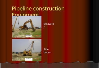 Pipeline construction
Equipment
Excavato
r
Side
boom
 