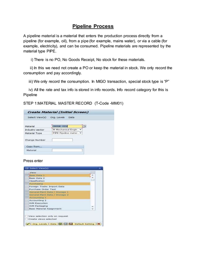Pipeline process in SAP MM