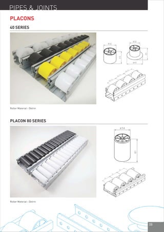 08
PIPES & JOINTS
Roller Material - Delrin
PLACON 80 SERIES
PLACONS
Roller Material - Delrin
40 SERIES
 