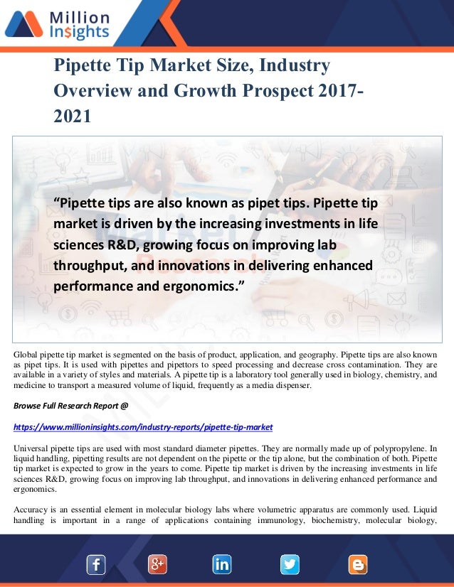 Pipette Tip Market Share by Manufacturer, Types, Regions and Applications till 2021