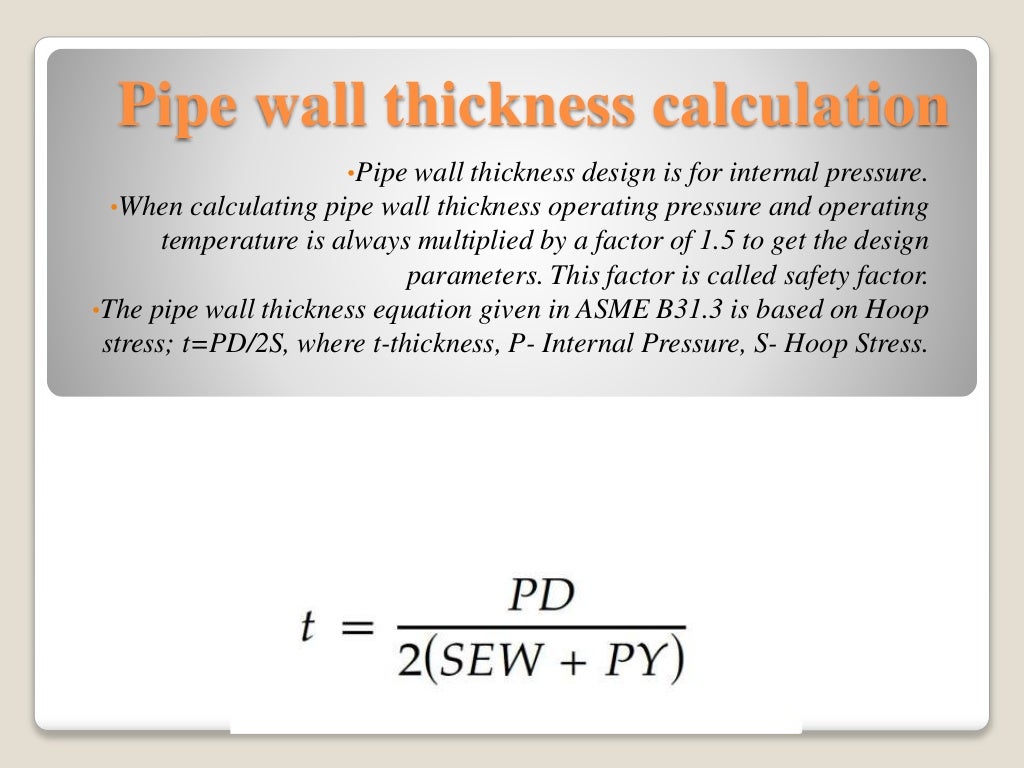 Pipe & its wall thickness calculation