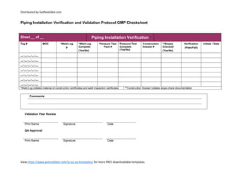 Piping-Installation-Verification-and-Validation-Protocol-GMP-Checksheet ...