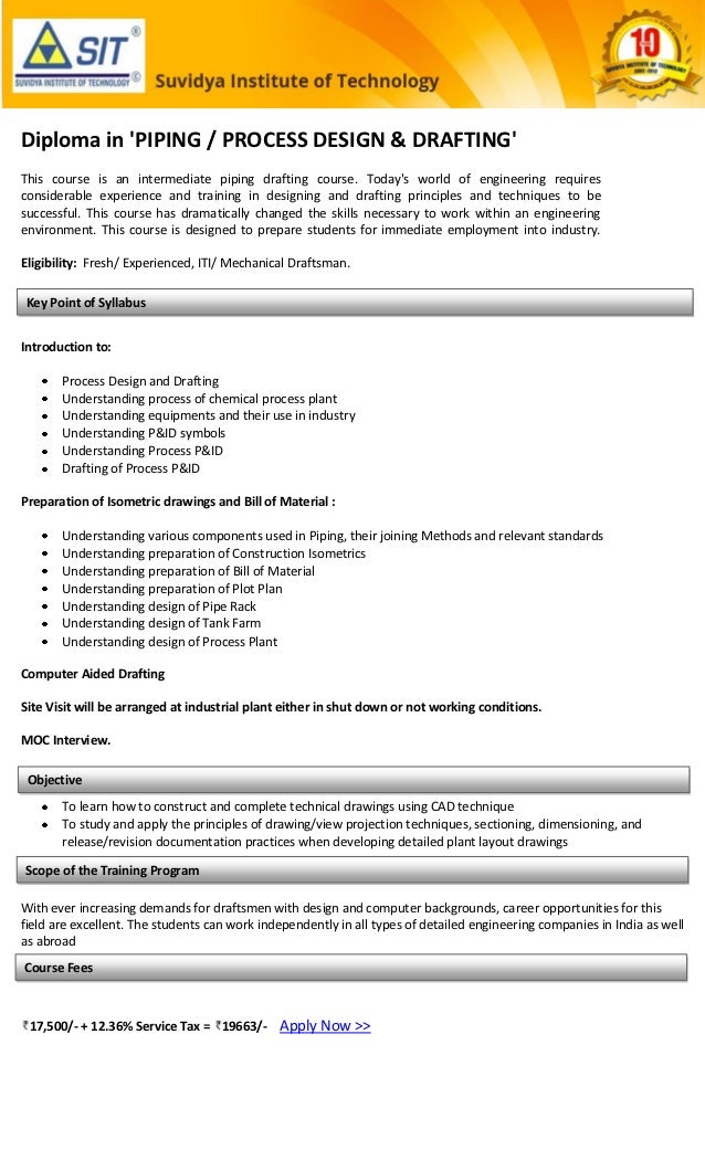 Diploma Course in Piping Process Design Drafting in Mumbai Diploma Course in Piping Process Design Drafting in Mumbai