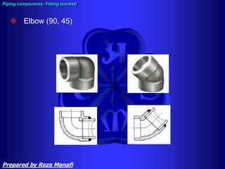  Elbow (90, 45)
Piping components: Fitting (socket)
Prepared by Reza Manafi
 