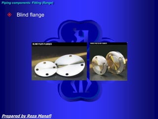  Blind flange
Piping components: Fitting (flange)
Prepared by Reza Manafi
 
