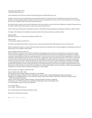 This edition first published 2019
© 2019 John Wiley  Sons, Inc.
A Joint Publication of the American Institute of Chemical Engineers and John Wiley  Sons, Inc.
All rights reserved. No part of this publication may be reproduced, stored in a retrieval system, or transmitted, in any form or by any means,
electronic, mechanical, photocopying, recording or otherwise, except as permitted by law. Advice on how to obtain permission to reuse material
from this title is available at http://www.wiley.com/go/permissions.
Every effort has been made to ensure that the information in this course outline is accurate at the time of publication. Engrowth Training reserves
the right to modify content when necessary so that course content remains relevant.
No part of this course outline may be reproduced in any form or resold without written permission from Engrowth Training Inc., Alberta, Canada.
The rights of Moe Toghraei to be identified as the author of this work have been asserted in accordance with law.
Registered Office
John Wiley  Sons, Inc., 111 River Street, Hoboken, NJ 07030, USA
Editorial Office
111 River Street, Hoboken, NJ 07030, USA
For details of our global editorial offices, customer services, and more information about Wiley products visit us at www.wiley.com.
Wiley also publishes its books in a variety of electronic formats and by print‐on‐demand. Some content that appears in standard print versions of
this book may not be available in other formats.
Limit of Liability/Disclaimer of Warranty
While the publisher and authors have used their best efforts in preparing this work, they make no representations or warranties with respect
to the accuracy or completeness of the contents of this work and specifically disclaim all warranties, including without limitation any implied
warranties of merchantability or fitness for a particular purpose. No warranty may be created or extended by sales representatives, written sales
materials or promotional statements for this work. The fact that an organization, website, or product is referred to in this work as a citation and/
or potential source of further information does not mean that the publisher and authors endorse the information or services the organization,
website, or product may provide or recommendations it may make. This work is sold with the understanding that the publisher is not engaged
in rendering professional services. The advice and strategies contained herein may not be suitable for your situation. You should consult with a
specialist where appropriate. Further, readers should be aware that websites listed in this work may have changed or disappeared between when
this work was written and when it is read. Neither the publisher nor authors shall be liable for any loss of profit or any other commercial damages,
including but not limited to special, incidental, consequential, or other damages.
Library of Congress Cataloging‐in‐Publication Data
Names: Toghraei, Moe, 1968– author.
Title: Piping and instrumentation diagram development / Moe Toghraei.
Description: First edition. | Hoboken, NJ, USA : John Wiley  Sons, Inc., 2018. | Includes bibliographical references and index. |
Identifiers: LCCN 2018034188 (print) | LCCN 2018037545 (ebook) | ISBN 9781119329343 (Adobe PDF) | ISBN 9781119329831 (ePub) |
ISBN 9781119329336 (hardcover)
Subjects: LCSH: Chemical plants–Piping–Drawings. | Chemical apparatus–Drawings. | Blueprints.
Classification: LCC TP159.P5 (ebook) | LCC TP159.P5 T64 2018 (print) | DDC 621.8/6720222–dc23
LC record available at https://lccn.loc.gov/2018034188
Cover Design: Wiley
Cover Image: © tdub303/iStock.com
Set in 10/12pt Warnock by SPi Global, Pondicherry, India
Printed in the United States of America
10 9 8 7 6 5 4 3 2 1
 