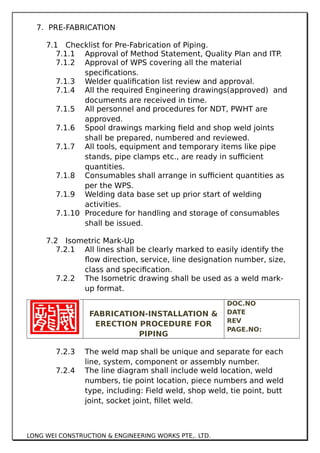 Pipe Installation Checklist Report.pdf Piping Installation and Erection Procedure.pdf