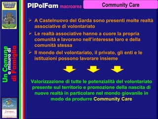 macroarea PIPolFam <ul><li>A Castelnuovo del Garda sono presenti molte realtà associative di volontariato </li></ul><ul><l...