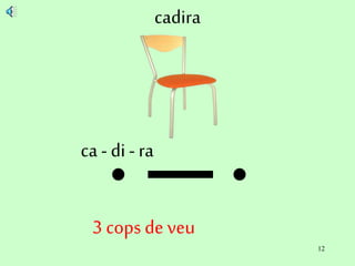 12
cadira
ca - di - ra
3 cops de veu
 