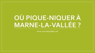 OÙ PIQUE-NIQUER À
MARNE-LA-VALLÉE ?
www.marnelavallee.net
 