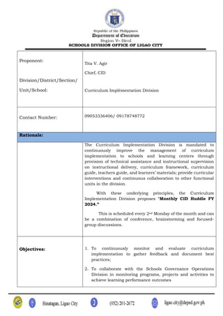 Sample Pir In School pir proposal sample division based activity | DOCX