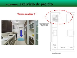 - COZINHAS - exercício de projeto
REFRIGERADOR
duplex INVERTER
Inox /cor - fosco / brilho
Capacidade refrigerador litros
Capacidade congelador litros
c/ dispenser / c/ LCD porta
Dim comp x larg x alt cm
Tensão V / Potência KWA
Fabricante - modelo
Eq02
Vamos especificar?Vamos especificar?
FOGÃO 4/ 5 queimadores de EMBUTIR
60 - Inox /cor – porta espelhada
Forno - funções – auto / elétrico
comp x larg x alt cm – Fabricante modelo
COIFA DEPURADORA p/ ilha - 60/90
Inox /cor - fosco / brilho
Semi-Cone atirantada por cabos
c/ luminária / outras características
base x alt cm – Fabricante - modelo
REFRIGERADOR
duplex SIDE BY SIDE
Inox /cor - fosco / brilho
Capacidade refrigerador litros
Capacidade congelador litros
c/ dispenser / c/ LCD porta
Dim comp x larg x alt cm
Tensão V / Potência KWA
Fabricante - modelo
COOKTOP de indução /vitrocerâmico
2 queimadores KWA - Preto
Automático / programável / display
comp x larg cm
Fabricante modelo
Eq01
Quadro Especificação Equipamentos / Geral …
Eq02
REFRIGERADOR duplex INVERTER
Inox /cor - fosco / brilho
Capacidade litros - funções
Dim comp x larg x alt cm
Tensão V / Pot KWA - Fabricante -
mod
 