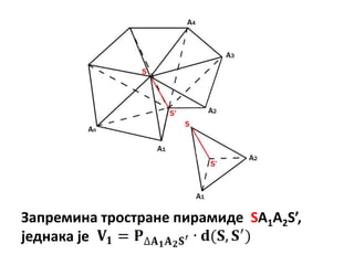 Запремина трпстране пирамиде SA1A2S’,
једнака је
 