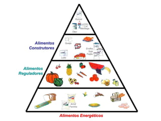 Açúcar



                                      Manteiga
                               Óleo




      Alimentos       Queijo

    Construtores                           Ervilha
                                             Soja
                                            Feijão
                   Leite




  Alimentos
Reguladores




                            Arroz
                           Farinha



                   Alimentos Energéticos
 