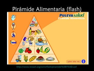 Pirámide Alimentaria (flash) 
http://www.iessuel.org/ccnn/flash/piramide%5B1%5D.swf 
 