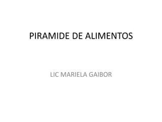 PIRAMIDE DE ALIMENTOS  LIC MARIELA GAIBOR 