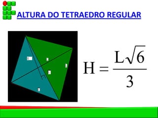 ALTURA DO TETRAEDRO REGULAR




                     L 6
              H
                      3
 