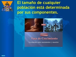 NZCH
NZCH
El tamaño de cualquier
población está determinada
por sus componentes.
 