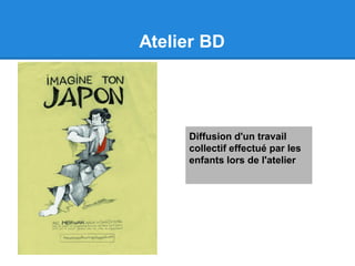 Atelier BD
Diffusion d'un travail
collectif effectué par les
enfants lors de l'atelier
 