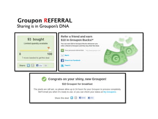 Groupon REFERRAL!
!Sharing is in Groupon’s DNA	

 