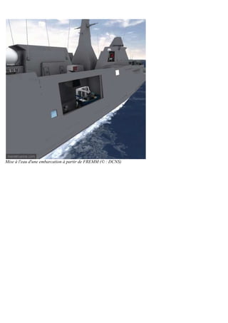 Mise à l'eau d'une embarcation à partir de FREMM (© : DCNS)
 