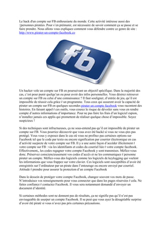 Pirater un compte facebook | PDF