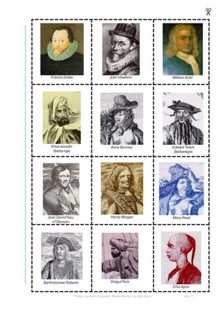Francis Drake                             John Hawkins                      William Kidd




    Kheir-ed-edin                              Anne Bonney                      Edward Teach
     Barba-roja                                                                  Barbanegra




  Jean David Nau,                              Henry Morgan                     Mary Read
    «l’Olonois»




Bartholomew Roberts                           Dragut Reis
                                                                                Chui Apoo

                    Pirates, corsaris i bucaners. Museu Marítim de Barcelona.         pàg. 17
 
