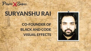 CO-FOUNDER OF  
BLACK AND CODE  
VISUAL EFFECTS
SURYANSHU RAI
 