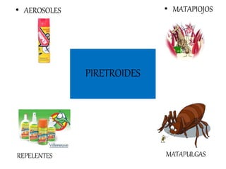 PIRETROIDES
• AEROSOLES • MATAPIOJOS
MATAPULGAS
REPELENTES
 