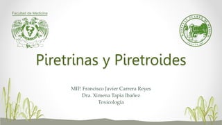 Piretrinas y Piretroides
MIP. Francisco Javier Carrera Reyes
Dra. Ximena Tapia Ibañez
Toxicología
 