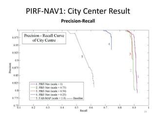 PIRF-NAV1: City Center Result
         Precision-Recall




                                19
 