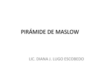 PIRÁMIDE DE MASLOW

LIC. DIANA J. LUGO ESCOBEDO

 