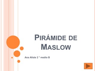 PIRÁMIDE DE
MASLOW
Ana Aliste 2 ° medio B
 