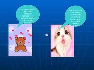 Si una casa se cae una casa se derrumba un amigo como tu se acompaña hasta la tumba Los peces piden agua los pajaritos libertad y yo como tu amigo solo pido tu amistad 