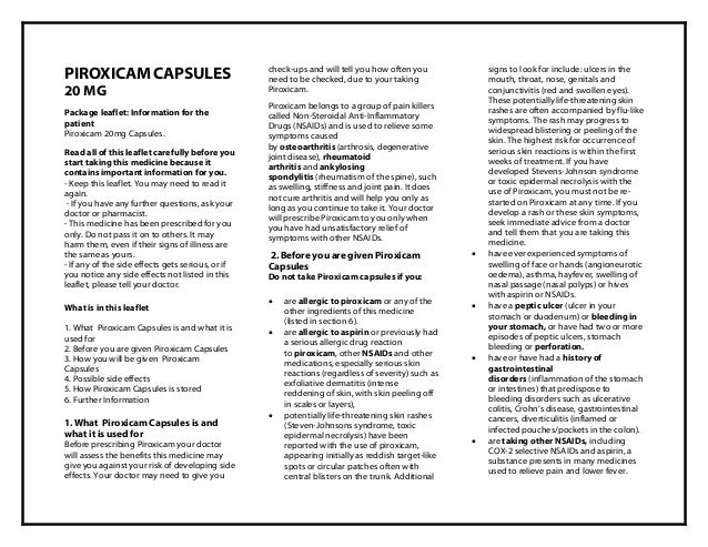 Piroxicam mg Capsules Pil Taj Pharmaceuticals