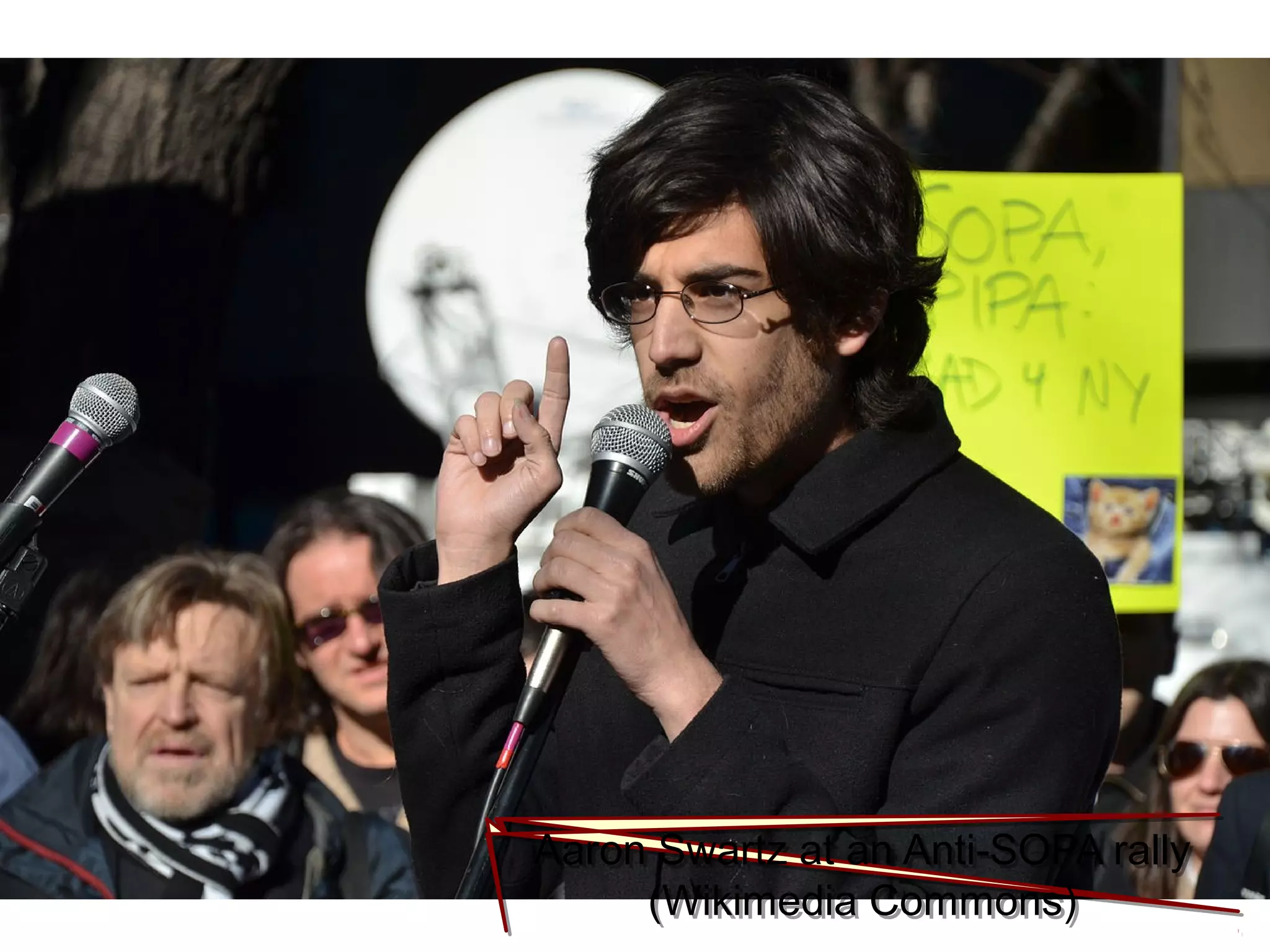 Aaron Swartz at an Anti-SOPA rally
(Wikimedia Commons)
Aaron Swartz at an Anti-SOPA rally
(Wikimedia Commons)
 