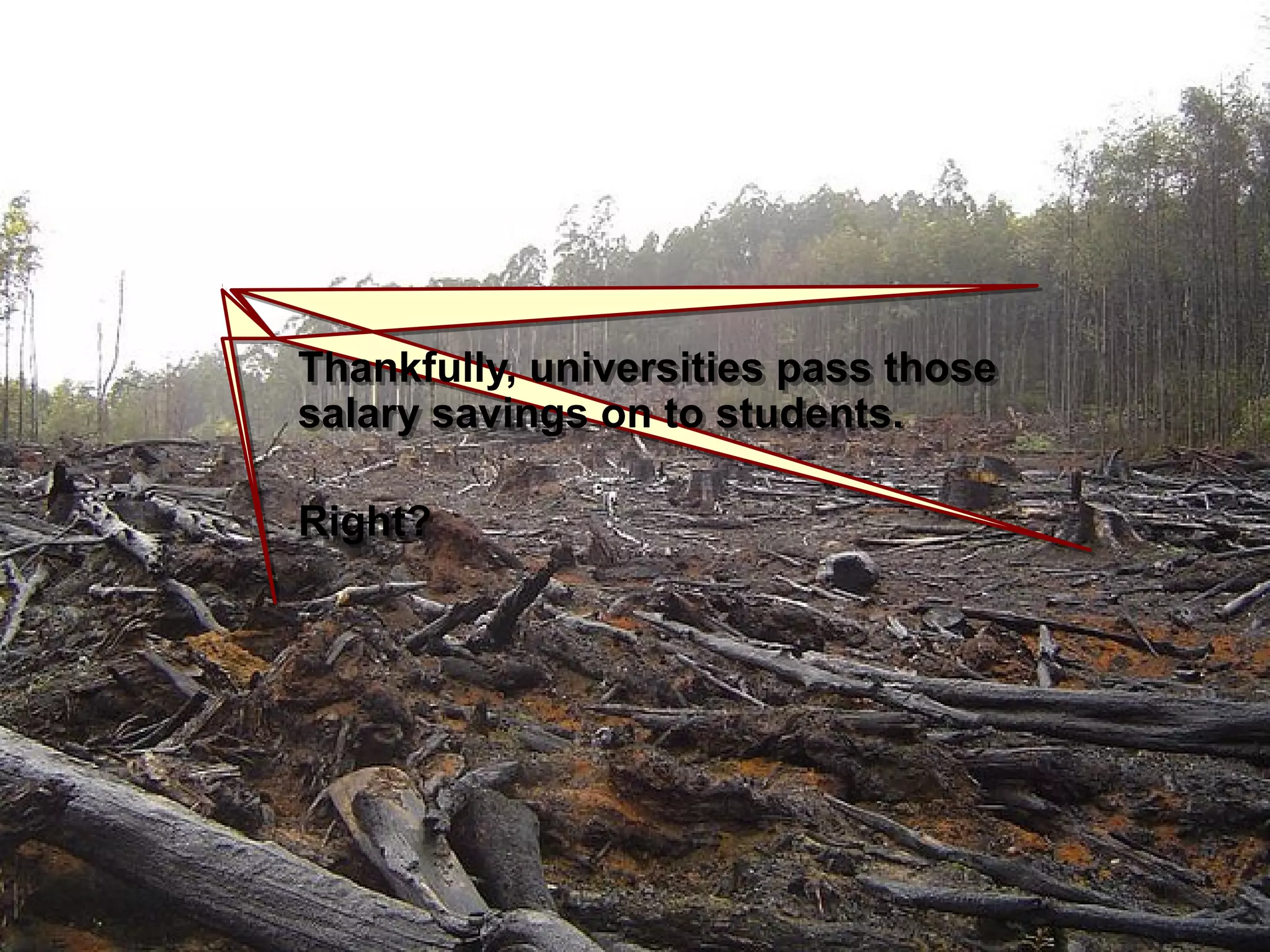 Thankfully, universities pass those
salary savings on to students.
Right?
Thankfully, universities pass those
salary savings on to students.
Right?
 