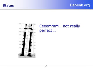 Beolink.org
30
Status
Eeeemmm… not really
perfect …
 