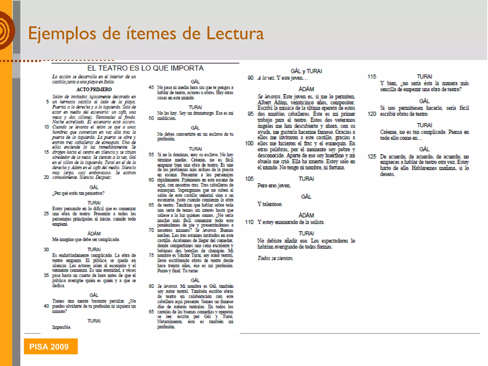 Ejemplos de ítemes de Lectura 