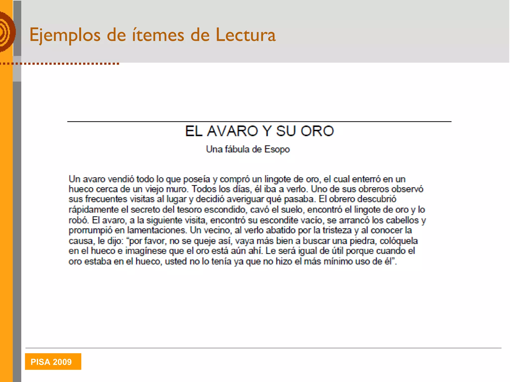 Ejemplos de ítemes de Lectura 