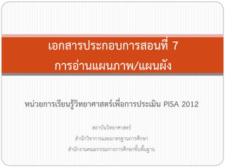 เอกสารประกอบการสอนที่ 7
การอ่านแผนภาพ/แผนผัง
หน่วยการเรียนรู้วิทยาศาสตร์เพื่อการประเมิน PISA 2012
สถาบันวิทยาศาสตร์
ส้านักวิชาการและมาตรฐานการศึกษา
ส้านักงานคณะกรรมการการศึกษาขั้นพืนฐาน
้

 