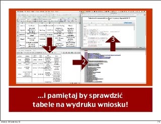 1
2
3
...i pamiętaj by sprawdzić
tabele na wydruku wniosku!
70wtorek, 30 kwietnia 13
 