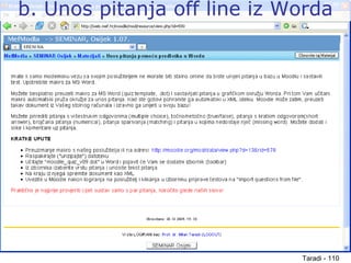 Taradi - 110
b. Unos pitanja off line iz Worda
 