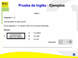 Prueba de Inglés - Ejemplos
 