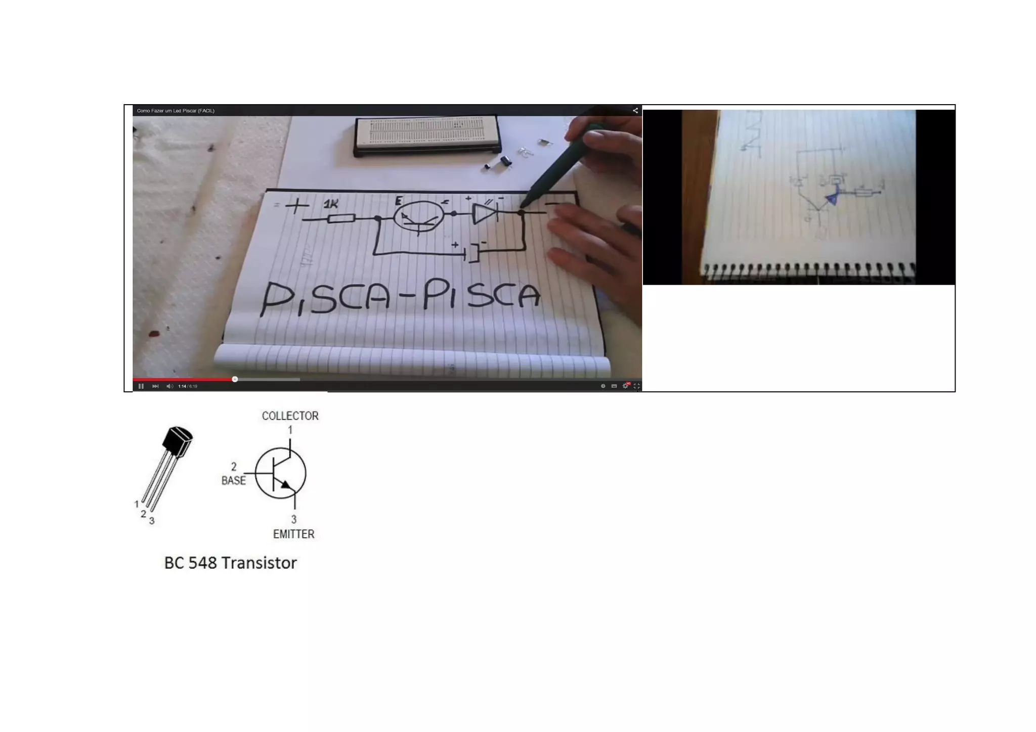 Pisca de led com transistor 2 n3904