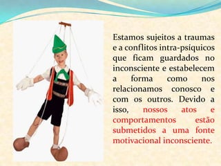 Psicanálise: o que é?Método de psicoterapia proveniente do processo catártico, baseado na investigação do inconsciente com o auxílio da associação livre, atos falhos, relato de sonhos e da relação transferencial entre analisando e analista. 