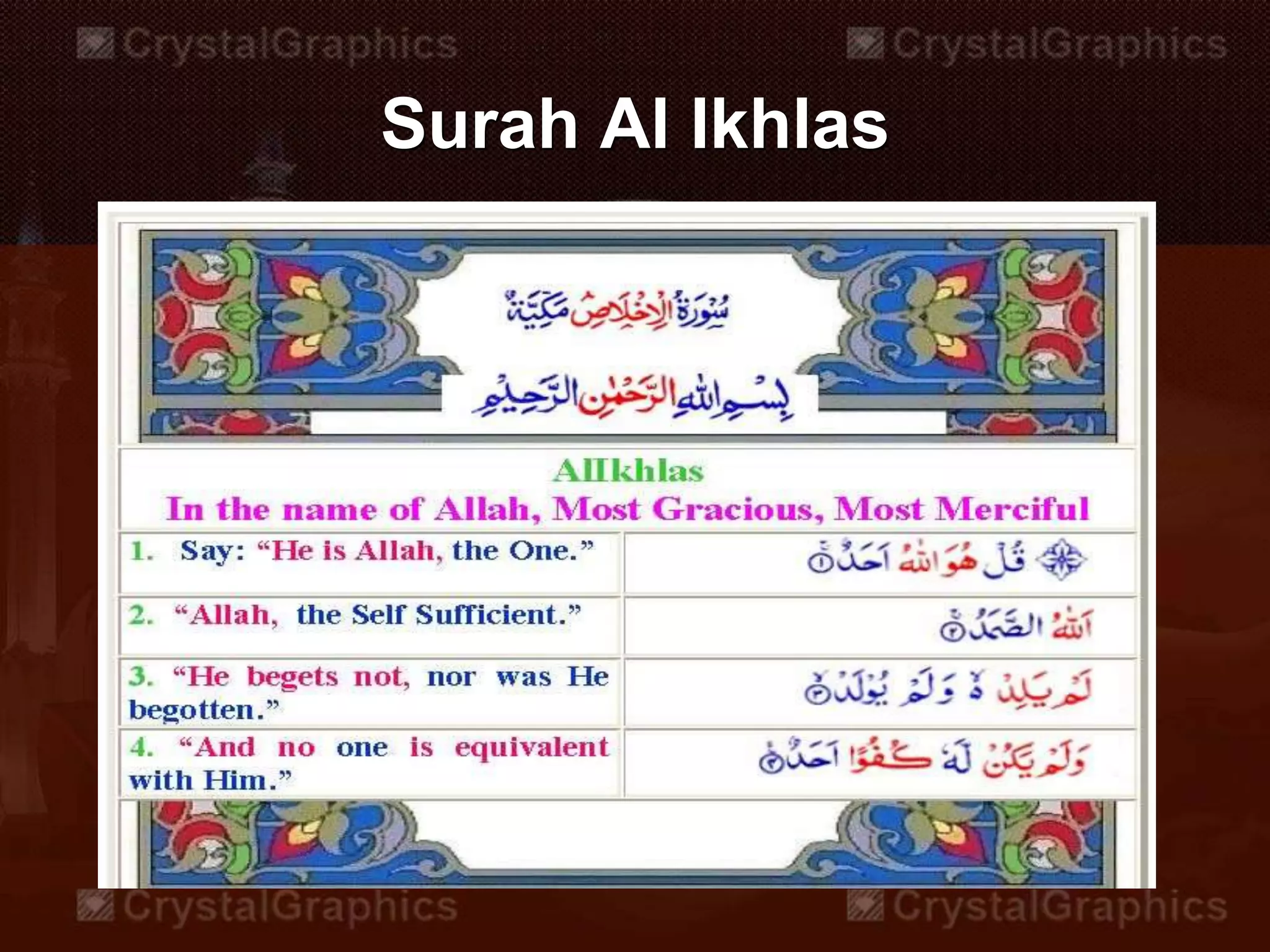 Presentation on Surah Al ikhlas | PPTX