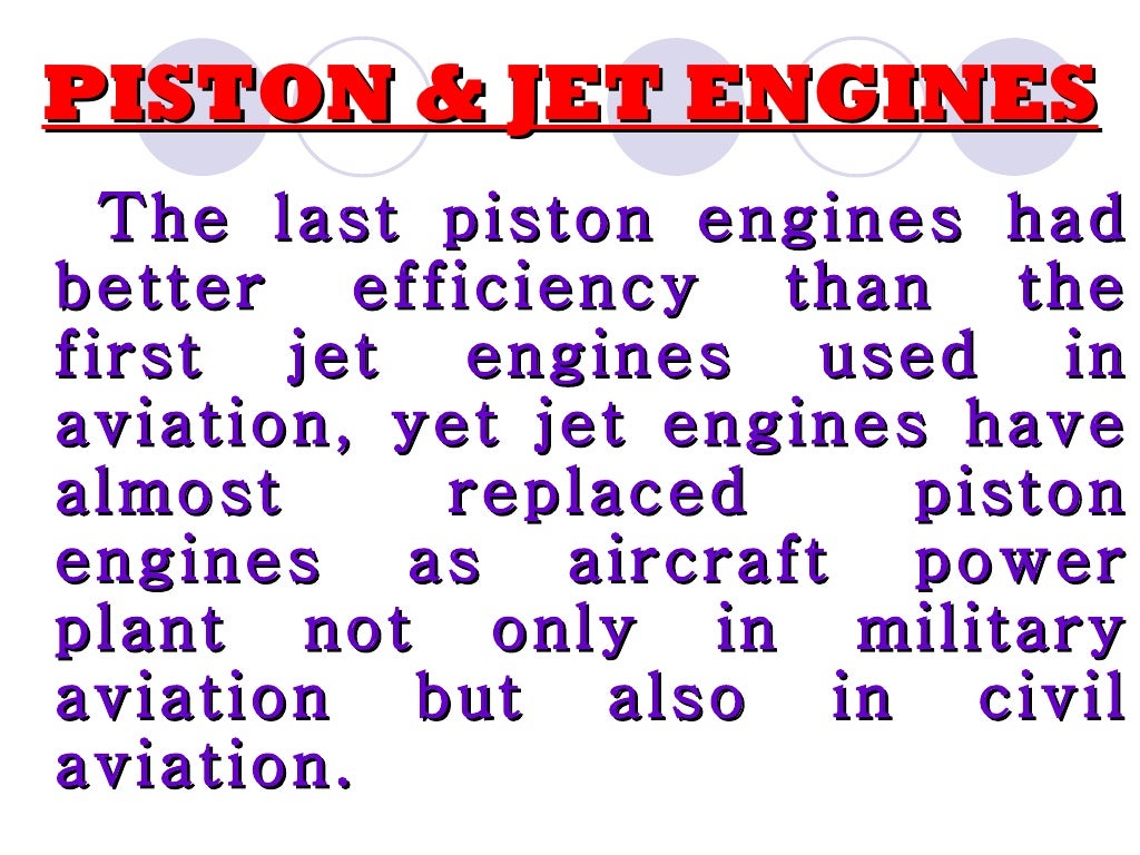 Piston vsjet engines