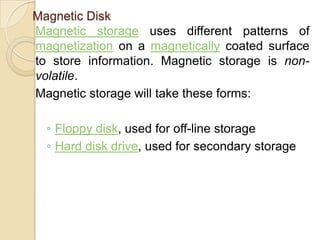 The major operations performed by the ALU are addition, subtraction, multiplication, division.Control Unit (CU)Which acts like the supervisor seeing that things are done in proper fashion. The control unit determines the sequence in which computer programs and instructions are executedIt also acts as a switch board operator when several users access the computer simultaneously.Therefore it is the manager of all operations.