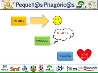 ENFOQUE 
CAPACIDAD 
VOLUNTAD 
I 
LOVE 
MATE 
½ + .50 = 1 
 